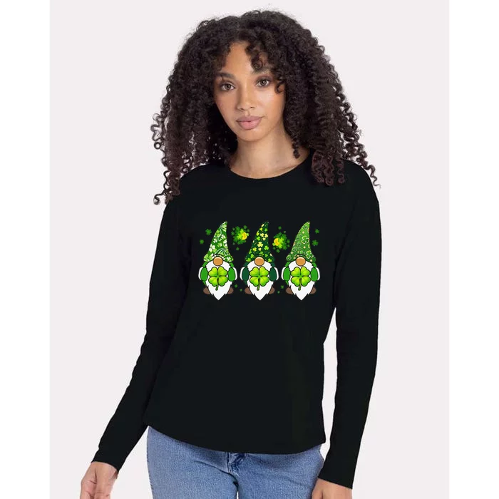 Three Gnomes Happy St Patrick's Day Womens Cotton Relaxed Long Sleeve T-Shirt