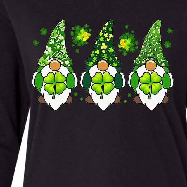 Three Gnomes Happy St Patrick's Day Womens Cotton Relaxed Long Sleeve T-Shirt