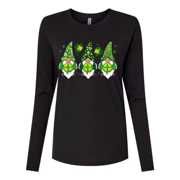 Three Gnomes Happy St Patrick's Day Womens Cotton Relaxed Long Sleeve T-Shirt