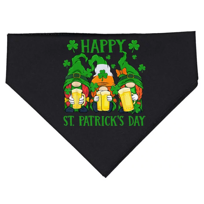 Three Gnomes Holding Beer Glasses Fun Happy St Patricks Day USA-Made Doggie Bandana