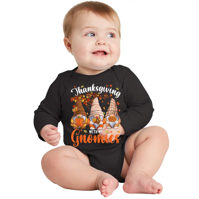 Three Gnomes Happy Thanksgiving Autumn Fall Pumpkin Spice Baby Long Sleeve Bodysuit