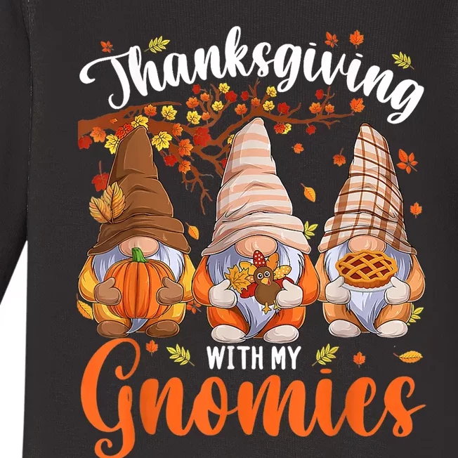 Three Gnomes Happy Thanksgiving Autumn Fall Pumpkin Spice Baby Long Sleeve Bodysuit