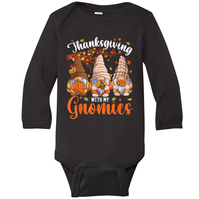 Three Gnomes Happy Thanksgiving Autumn Fall Pumpkin Spice Baby Long Sleeve Bodysuit