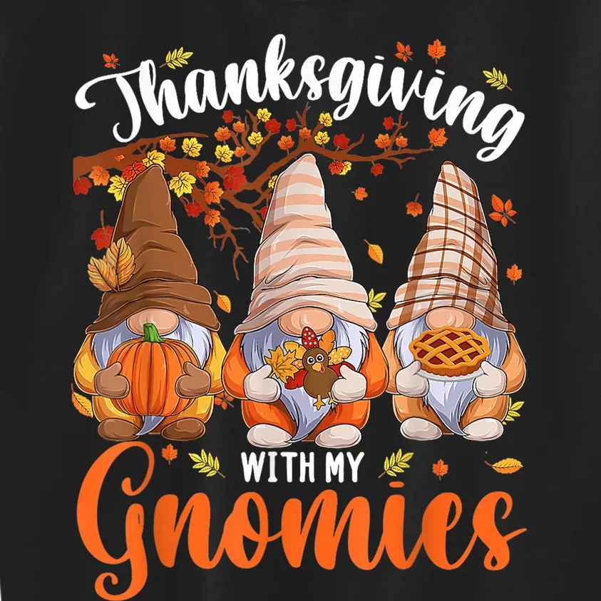 Three Gnomes Happy Thanksgiving Autumn Fall Pumpkin Spice Kids Sweatshirt