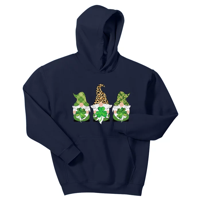 Three Gnomes Holding Shamrock Happy St Patrick's Day Gifts Kids Hoodie