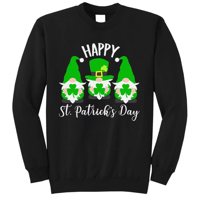 Three Gnomes Holding Shamrock Happy St Patrick's Day Tall Sweatshirt