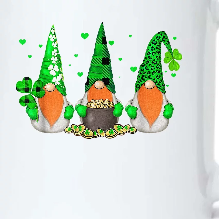 Three Gnomes Holding Shamrock Leopard Plaid St Patrick's Day Black Color Changing Mug