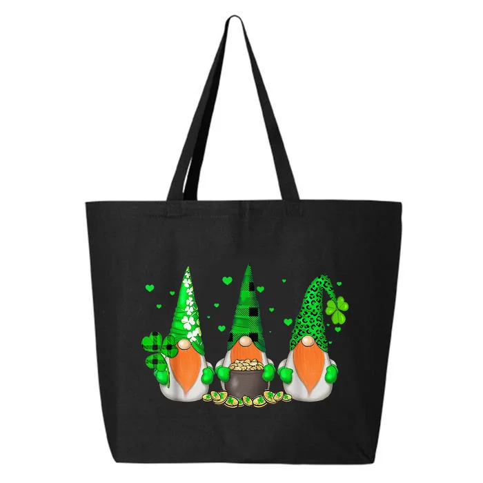 Three Gnomes Holding Shamrock Leopard Plaid St Patrick's Day 25L Jumbo Tote