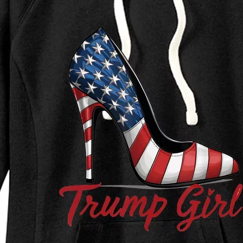 Trump Girl High Heel Stilettos American Flag Trump 2024 Women's Fleece Hoodie