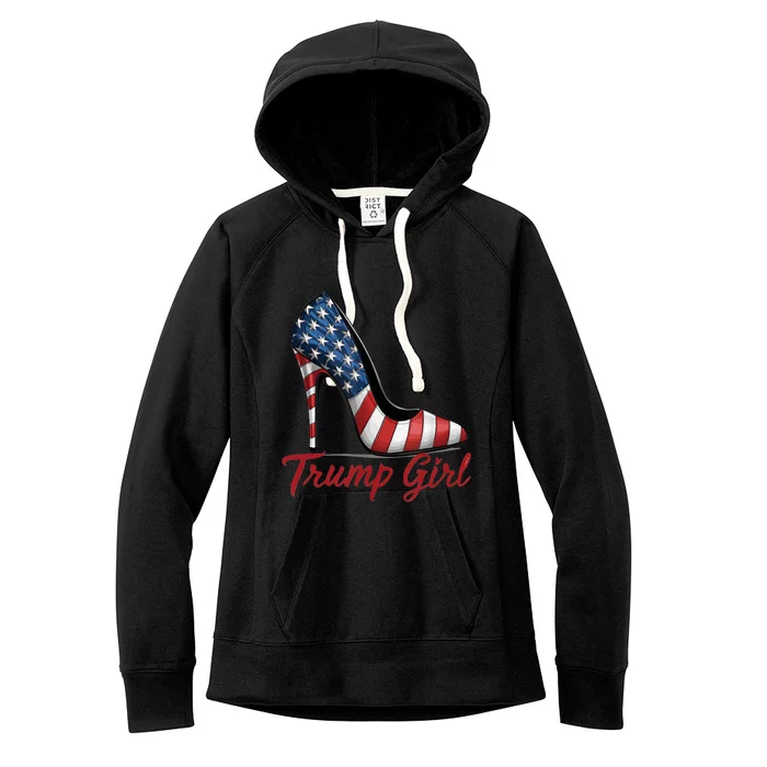 Trump Girl High Heel Stilettos American Flag Trump 2024 Women's Fleece Hoodie