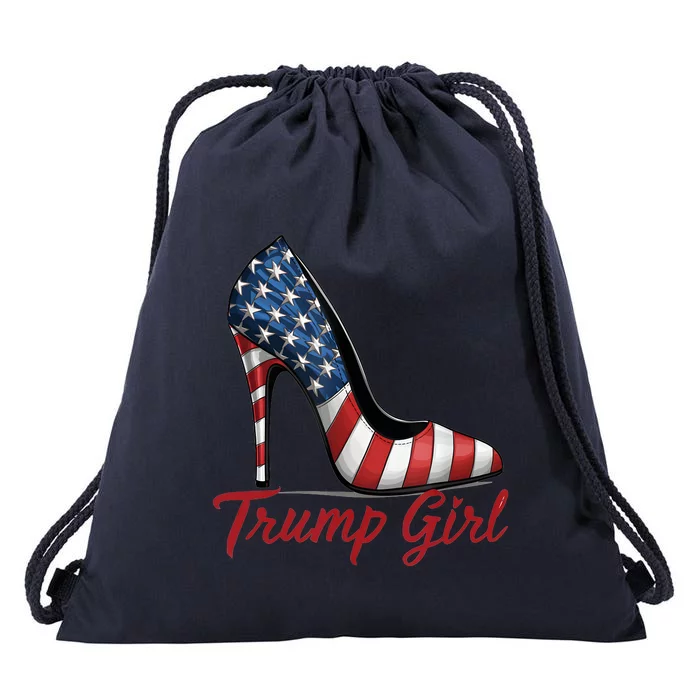 Trump Girl High Heel Stilettos American Flag Trump 2024 Drawstring Bag