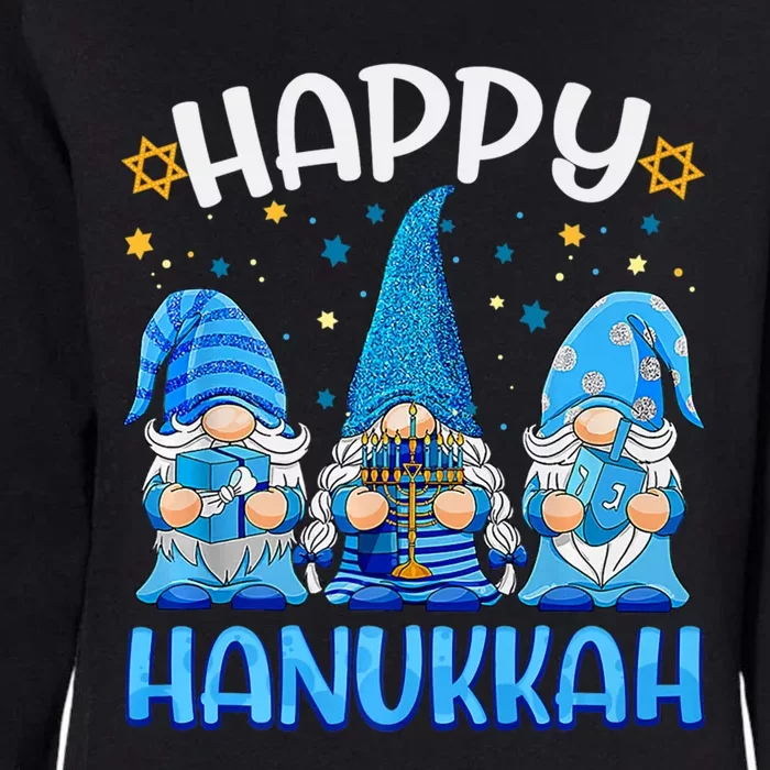 Three Gnomes Happy Hannukah Funny Christmas Holidays Womens California Wash Sweatshirt