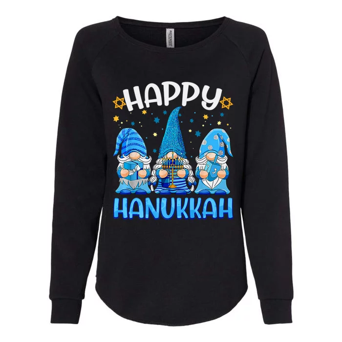 Three Gnomes Happy Hannukah Funny Christmas Holidays Womens California Wash Sweatshirt