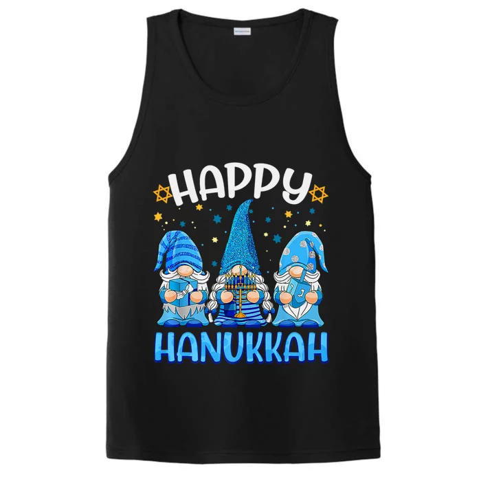 Three Gnomes Happy Hannukah Funny Christmas Holidays Performance Tank