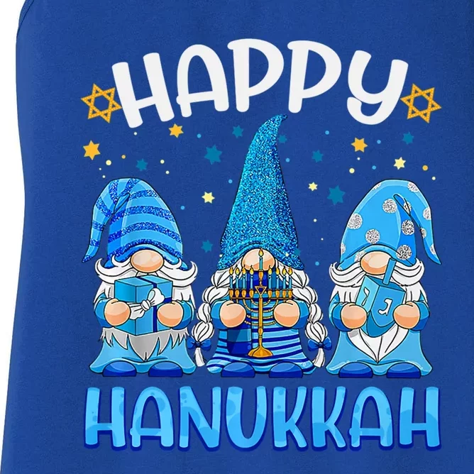 Three Gnomes Happy Hannukah Funny Christmas Holidays Women's Racerback Tank