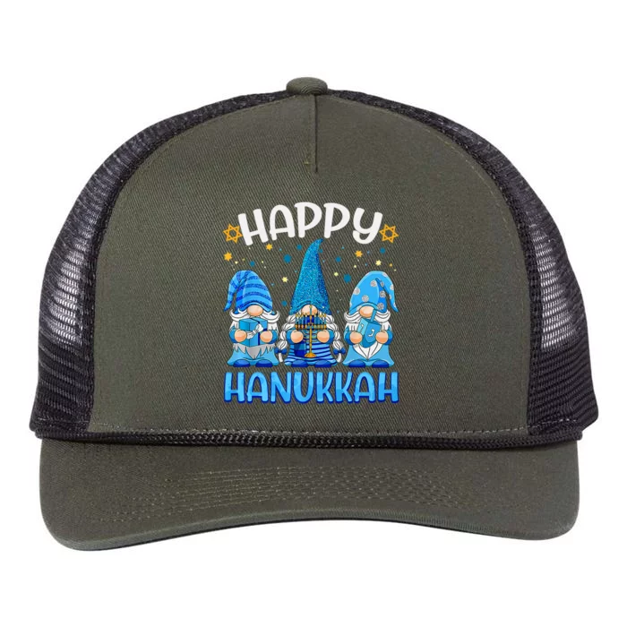 Three Gnomes Happy Hannukah Funny Christmas Holidays Retro Rope Trucker Hat Cap