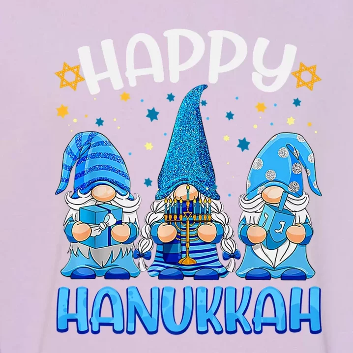 Three Gnomes Happy Hannukah Funny Christmas Holidays Garment-Dyed Sweatshirt