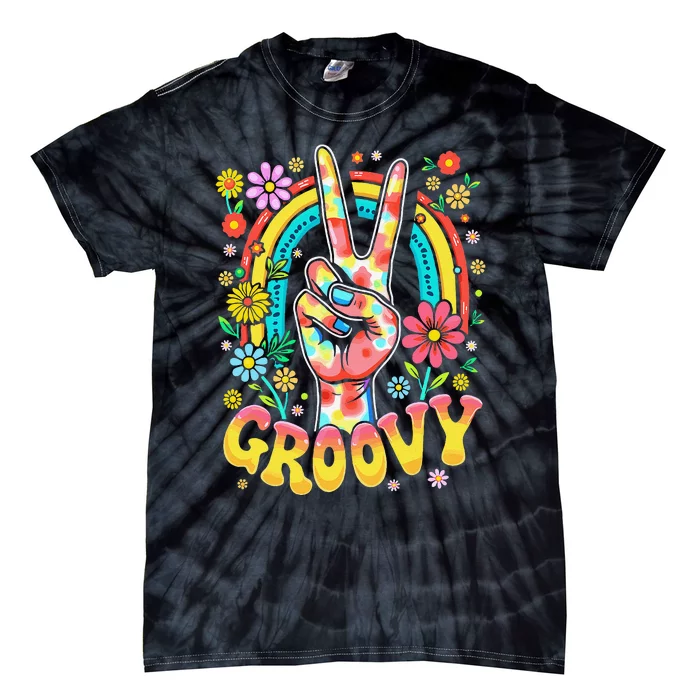 Tiedye Groovy Hippie Peace Sign 60s Party & 70s Disco Tie-Dye T-Shirt