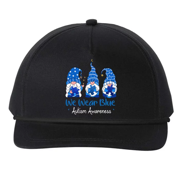 Three Gnomes Holding Blue Puzzle Autism Awareness Snapback Five-Panel Rope Hat