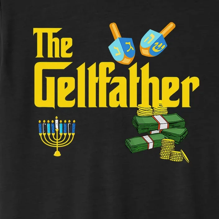 The Geltfather Hanukkah Gelt Dreidel Jewish Dad Menorah ChromaSoft Performance T-Shirt