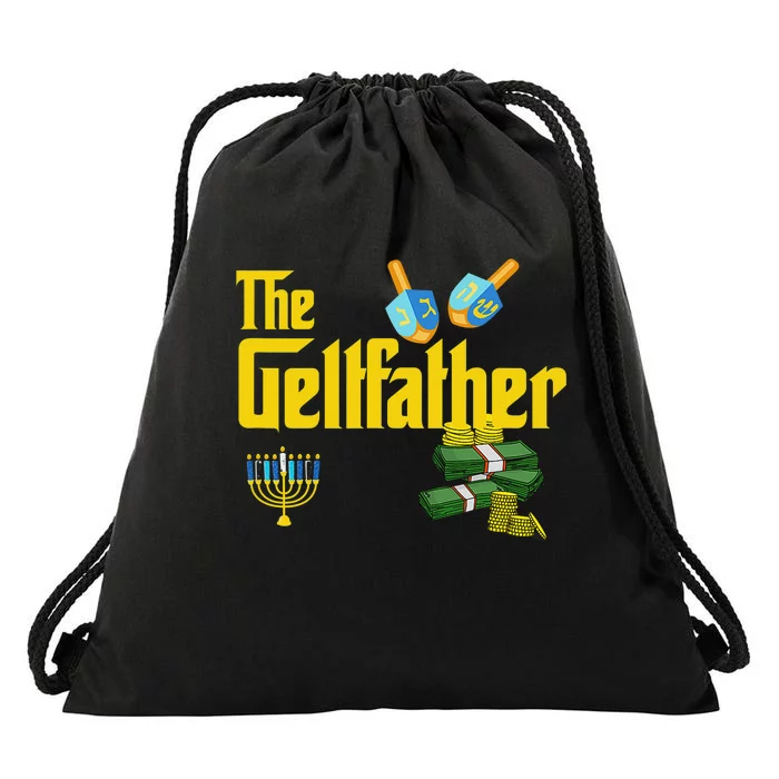 The Geltfather Hanukkah Gelt Dreidel Jewish Dad Menorah Drawstring Bag