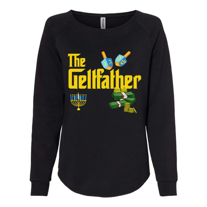 The Geltfather Hanukkah Gelt Dreidel Jewish Dad Menorah Womens California Wash Sweatshirt