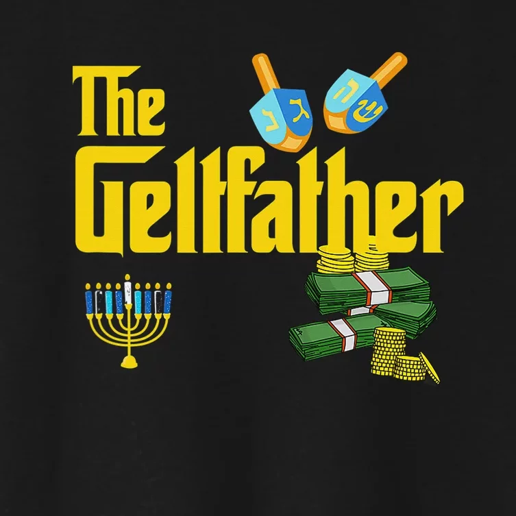 The Geltfather Hanukkah Gelt Dreidel Jewish Dad Menorah Women's Crop Top Tee