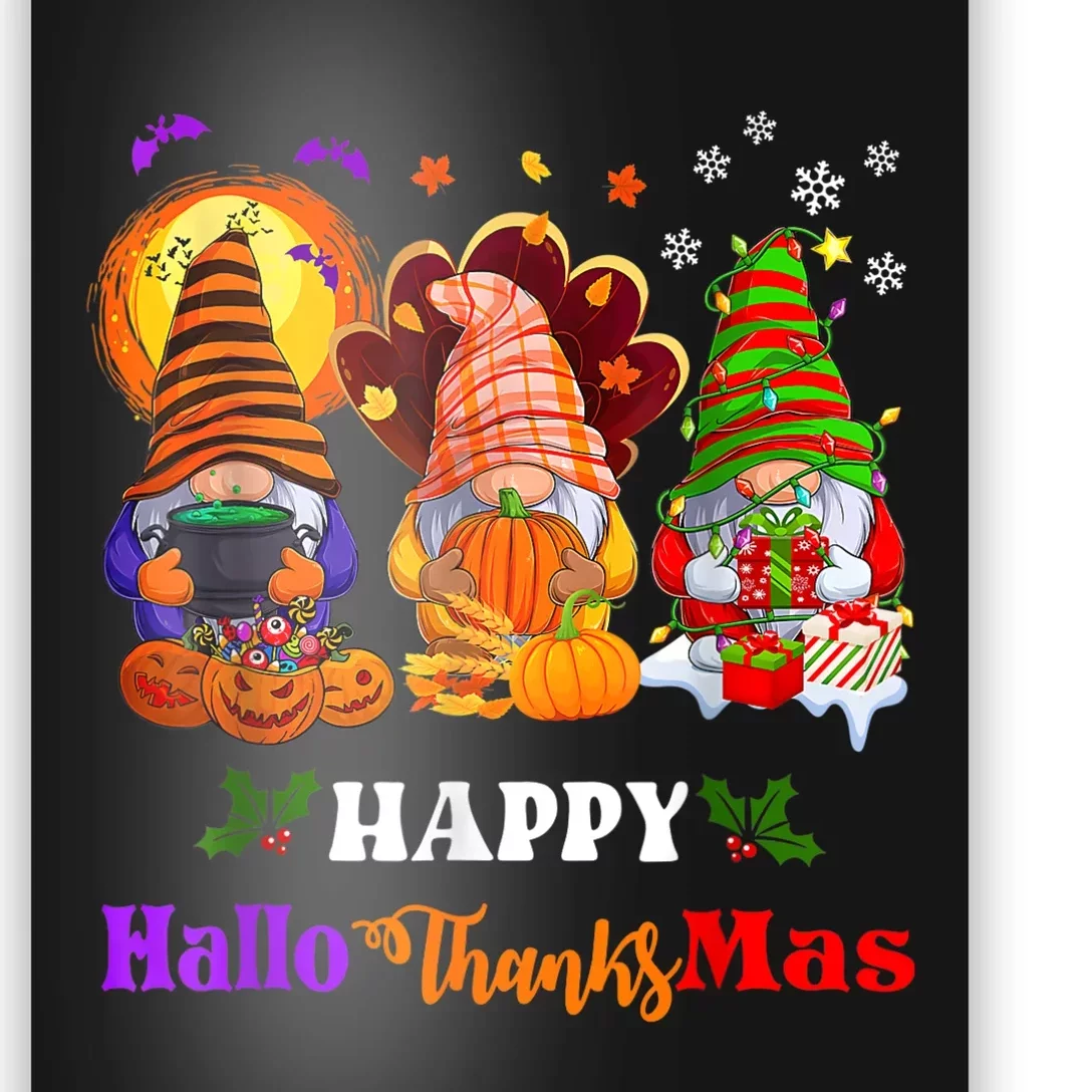 Three Gnomes Halloween Merry Christmas Happy Hallothanksmas Poster