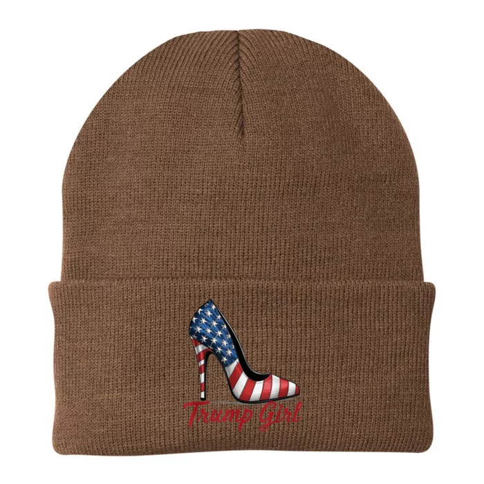 Trump Girl High Heel Stilettos American Flag Trump 2024 Knit Cap Winter Beanie