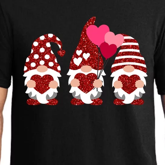 Three Gnomes Holding Heart Balloons Valentine's Day Couple Pajama Set