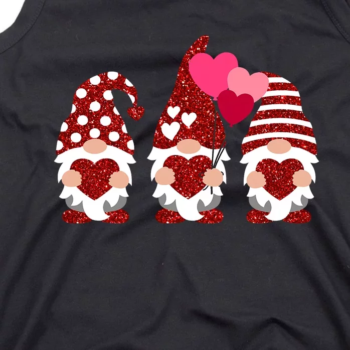 Three Gnomes Holding Heart Balloons Valentine's Day Couple Tank Top