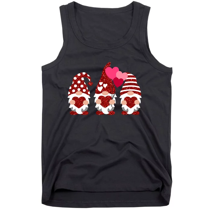 Three Gnomes Holding Heart Balloons Valentine's Day Couple Tank Top