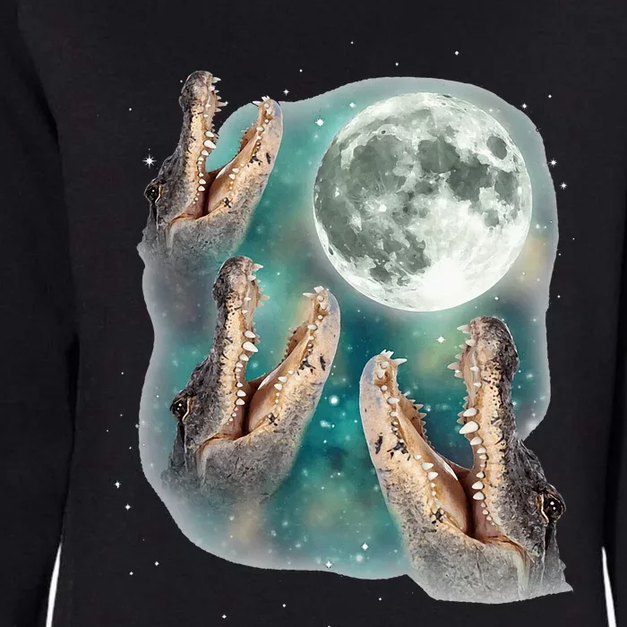 Three Gators Howl At Moon Magical Animal Wild 3 Crocodile Womens California Wash Sweatshirt