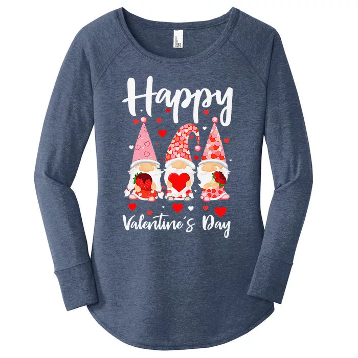 Three Gnomes Hearts Happy Valentines Day Women's Perfect Tri Tunic Long Sleeve Shirt