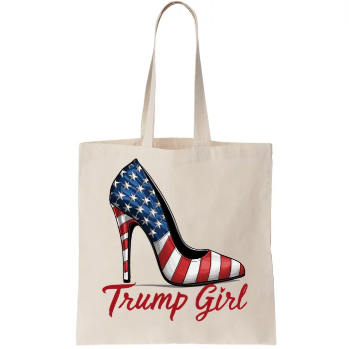 Trump Girl High Heel Stilettos American Flag Trump 2024 Tote Bag