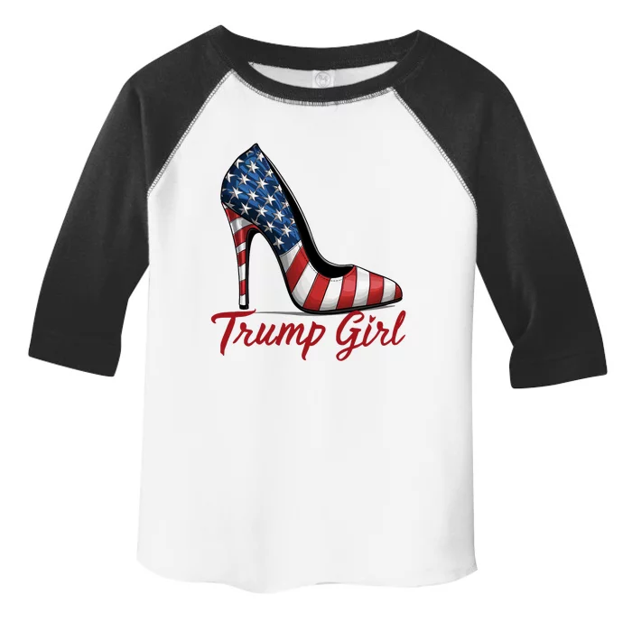 Trump Girl High Heel Stilettos American Flag Trump 2024 Toddler Fine Jersey T-Shirt