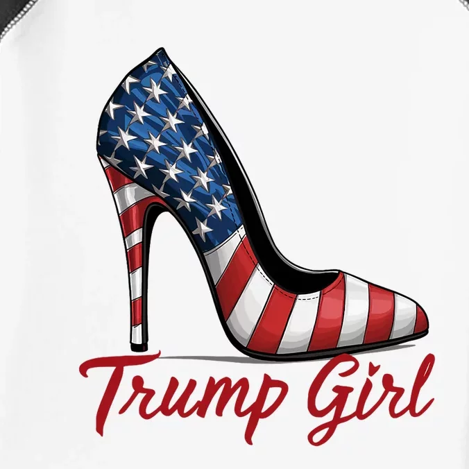 Trump Girl High Heel Stilettos American Flag Trump 2024 Infant Baby Jersey Bodysuit