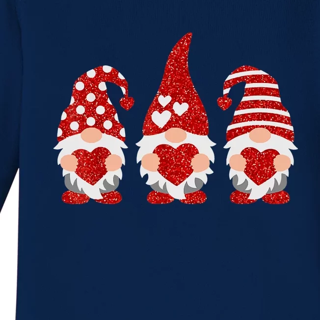 Three Gnomes Happy Valentines Day Gnome Lover Baby Long Sleeve Bodysuit