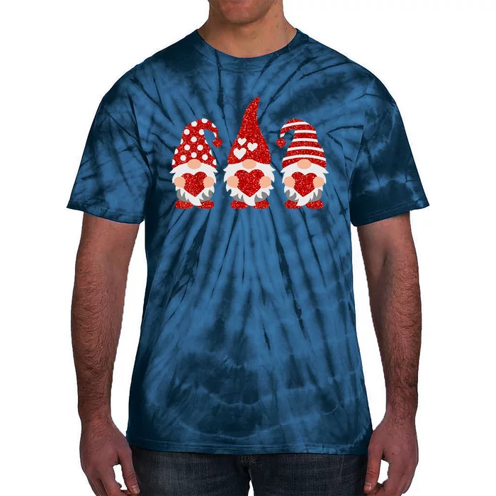 Three Gnomes Happy Valentines Day Gnome Lover Tie-Dye T-Shirt