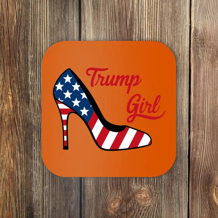 Trump Girl High Heels Stilettos American Flag Trump 2024 Trump Merch Republican Coaster