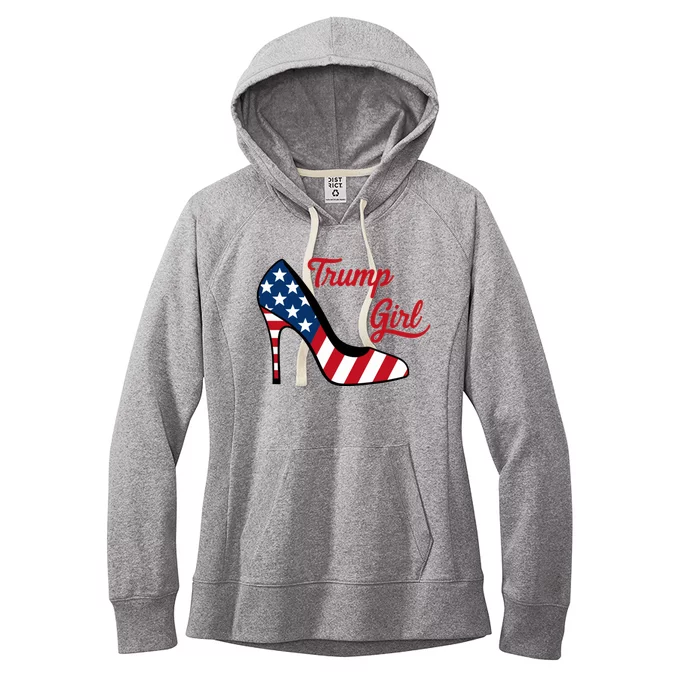 Trump Girl High Heels Stilettos American Flag Trump 2024 Trump Merch Republican Women's Fleece Hoodie