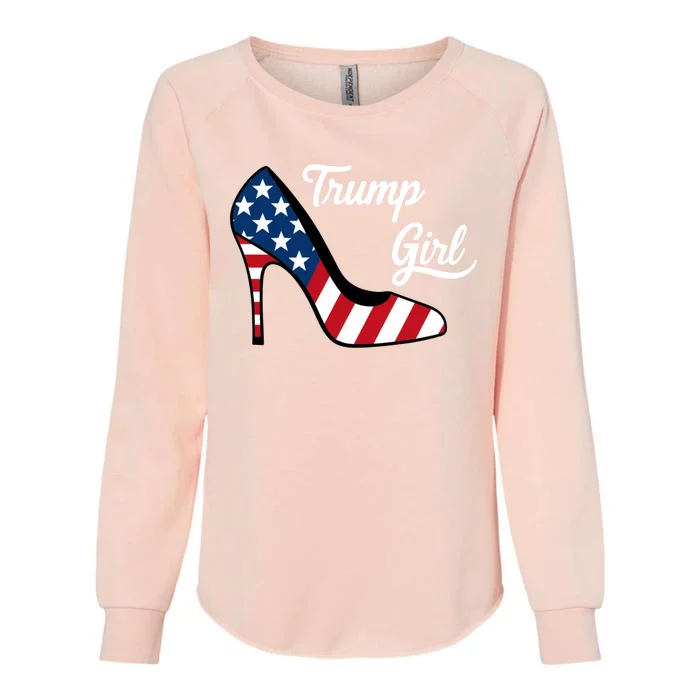 Trump Girl High Heels Stilettos American Flag Trump 2024 Republican Trump Merch Womens California Wash Sweatshirt