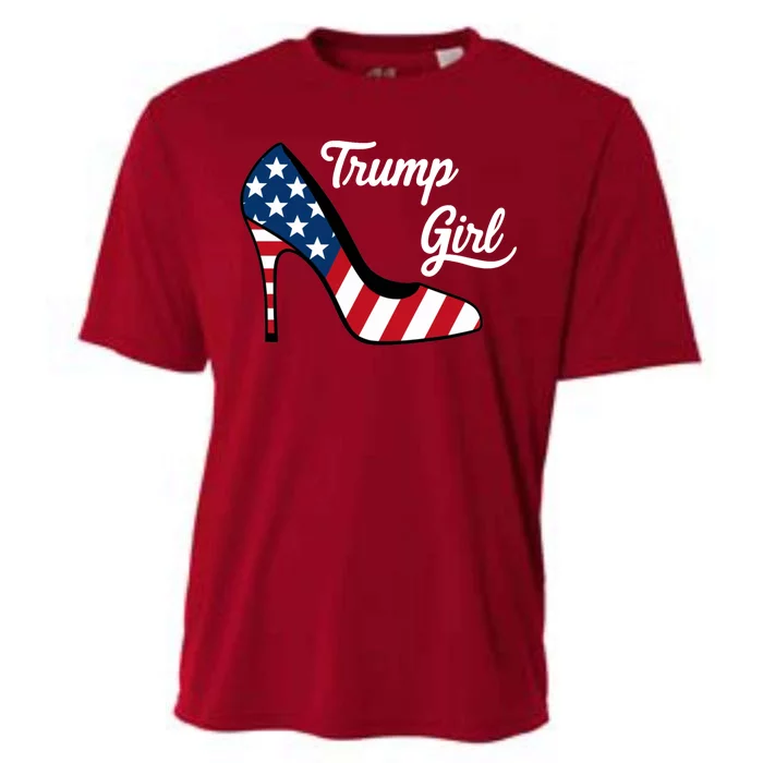 Trump Girl High Heels Stilettos American Flag Trump 2024 Republican Trump Merch Cooling Performance Crew T-Shirt