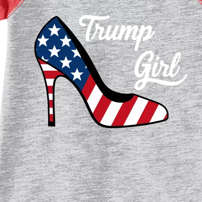 Trump Girl High Heels Stilettos American Flag Trump 2024 Republican Trump Merch Infant Baby Jersey Bodysuit