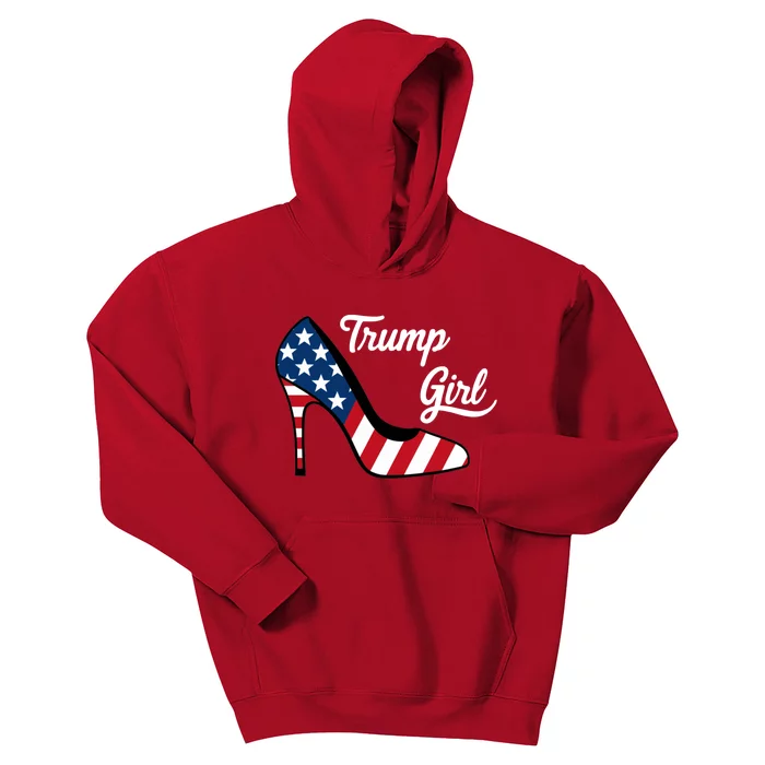 Trump Girl High Heels Stilettos American Flag Trump 2024 Republican Trump Merch Kids Hoodie