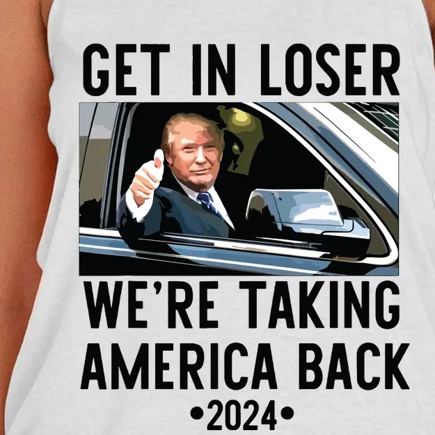 Trump Get In Loser Were Taking America Back 2024 Women's Knotted Racerback Tank