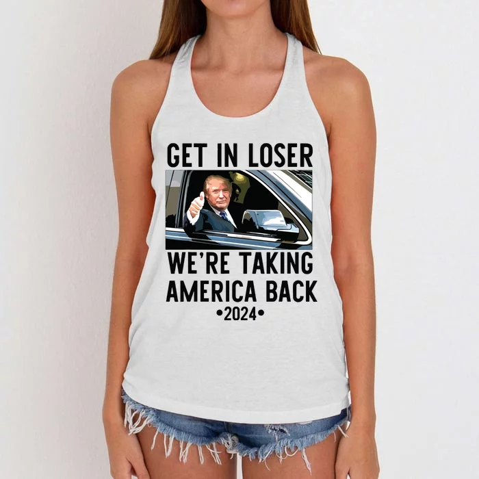 Trump Get In Loser Were Taking America Back 2024 Women's Knotted Racerback Tank