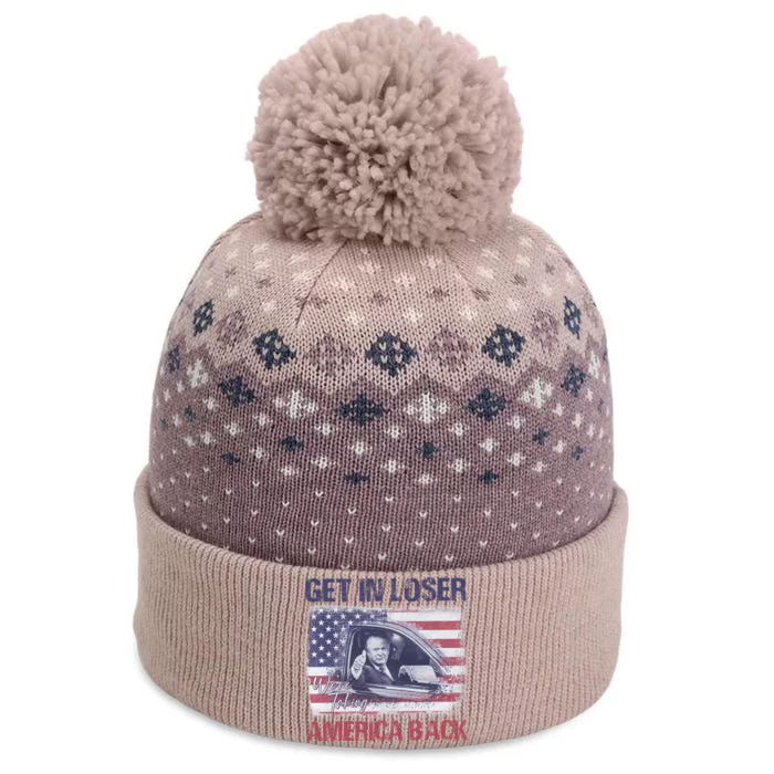 Trump Get In Loser Were Taking America Back The Baniff Cuffed Pom Beanie