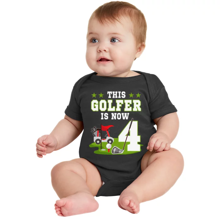 This Golfer Is Now 4 Year Old Birthday 4rd Golf Party Baby Bodysuit