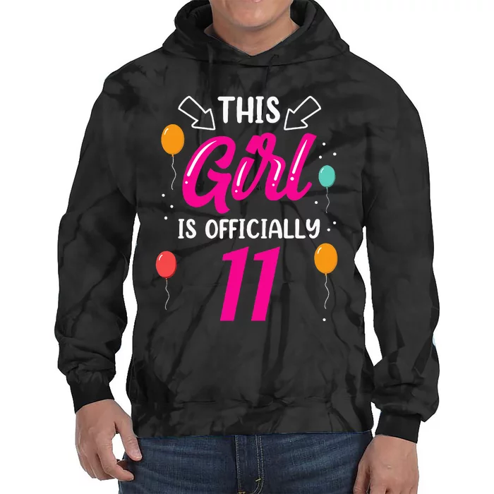 This Girl Is 11 Years Old Age Girls Birthday Tie Dye Hoodie